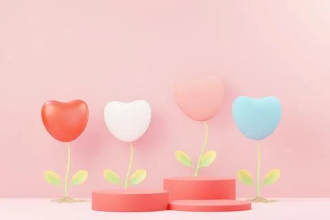 3d render minimal sweet scene with display podium for mock up and product b.. Stock Illustration