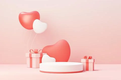 3d render minimal sweet scene with display podium for mock up and product b.. Stock Illustration
