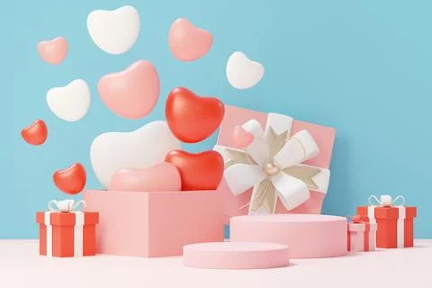 3d render minimal sweet scene with display podium for mock up and product b.. Stock-Fotos