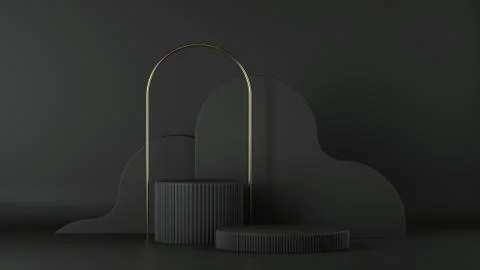 3d render, minimalist black background. Abstract elements. Stock Illustration