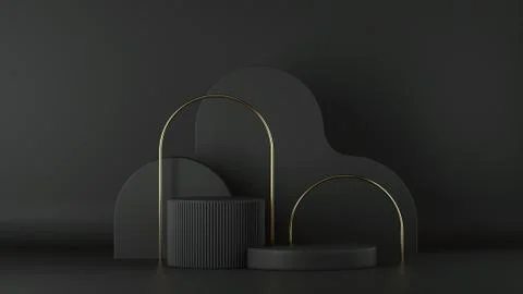 3d render, minimalist black background. Abstract elements. Stock Illustration