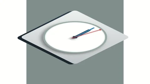 3D render of minimalist clock interface on geometric platform creating modern Stock Footage 334940384