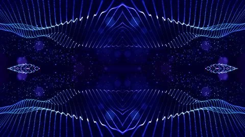 3d render. Mirror structure. Blue motion design background with symmetrical Stockillustratie