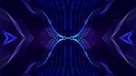3d render. Mirror structure. Blue motion design background with symmetrical Stockillustratie
