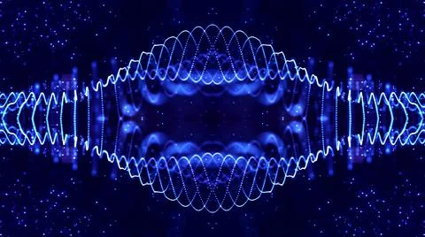 3d render. Mirror structure. Blue motion design background with symmetrical Illustrazione stock