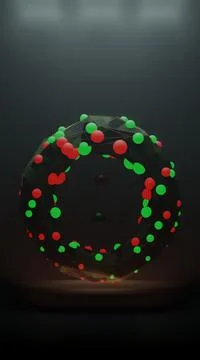 3D render mobile background of abstract sci-fi object with colorful sphere Stock Illustration