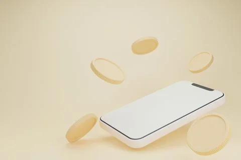3D render Mobile banking, financial payment Smartphone mobile screen,smartpho Illustrazione stock