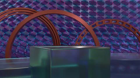 3D Render Mock Up glossy Product Stand, abstract pattern metallic background Stock Illustration