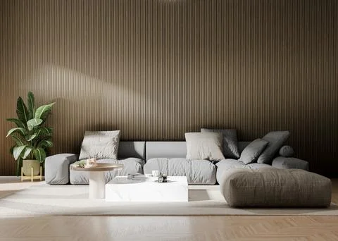 3d render of mock interior with sofa and blanck canvas Stock Illustration