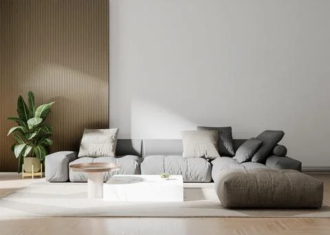 3d render of mock interior with sofa and blanck canvas Stock Illustration