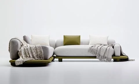 3d render of mock interior with sofa and blanck canvas Illustrazione stock