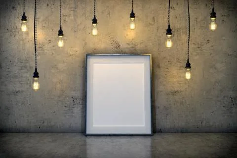 3d render - mock up poster in a living room Stock Illustration