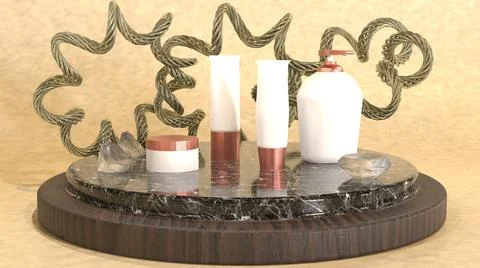 3D Render Mock Up white cosmetics product,white background Stock Illustration