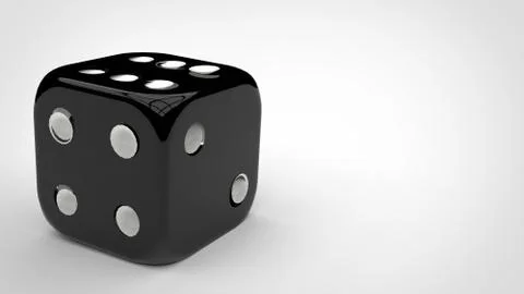 3d render mockup of a shiny plastic rolling dice with white numbers in a white Stock Illustration