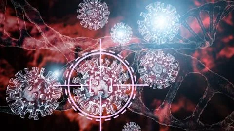 3D render model of a coronavirus isolated by a target against the background of Stock Illustration