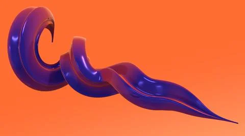 3D Render, modern abstract background, blue spiral liquid object Stock Illustration