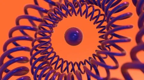 3D Render, modern abstract background, round spiral line with  center ball Stock Illustration