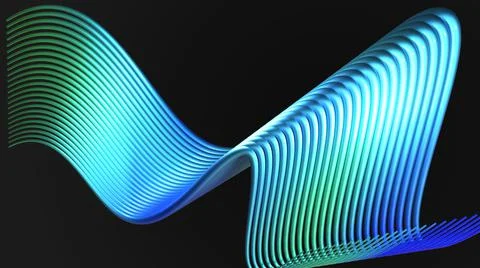 3D Render, modern abstract background, blue wave pattern lines Illustrazione stock