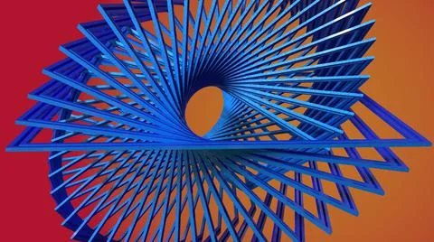 3D Render, modern abstract background, blue square shape round pattern Stock Illustration