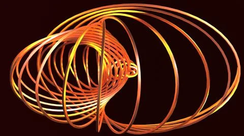 3D Render, modern abstract background, golden circle ring round shape Stock Illustration