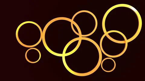 3D Render, modern abstract background, multiple golden rings Illustrazione stock