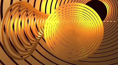 3D Render, modern abstract background, golden circle and spiral rings Stock Illustration
