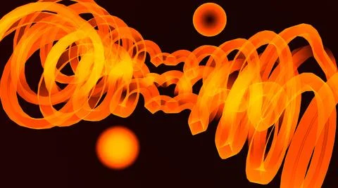 3D Render, modern abstract background, glowing orange lines with spiral pattern Stock Illustration