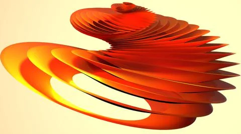 3D Render, modern abstract background, orange ring spiraling pattern Stock Illustration