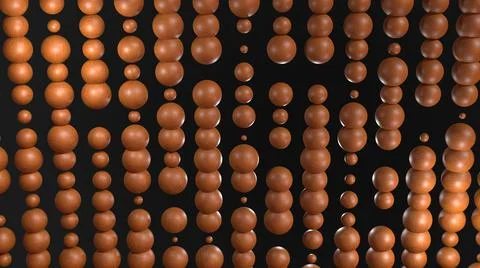 3D Render, modern abstract background, wooden ball line pattern Stock Illustration