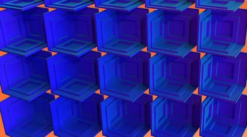 3D Render, modern abstract background blue square cubes pattern Illustrazione stock