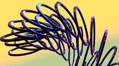 3D Render, modern abstract background, blue rings circling pattern Illustrazione stock