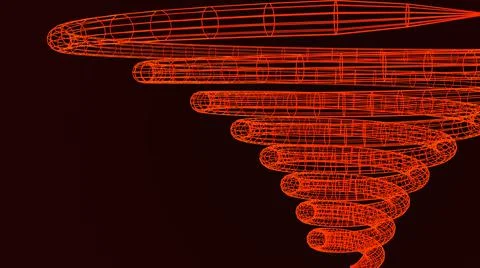 3D Render, modern abstract background, circling glow red line spiral shape Stock Illustration