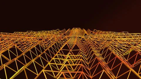 3D Render, modern abstract background metallic golden triangles wavy shape Stock Illustration