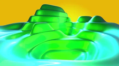 3D Render, modern abstract background, green landscape with yellow sky Stock Illustration