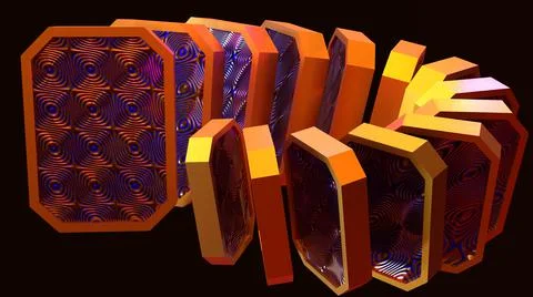 3D Render, modern abstract background, metallic gold purple textured Stock Illustration