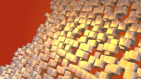 3D Render, modern abstract background, silver cube particles random pattern Stock Illustration