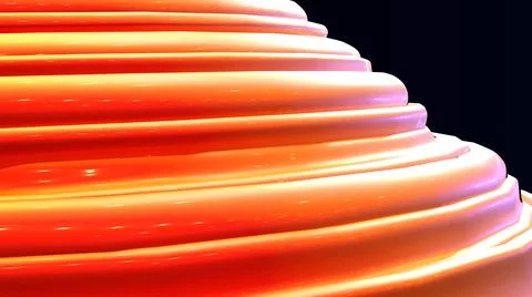 3D Render, modern abstract background closeup orange round shape lines Stock Illustration