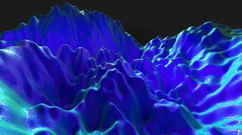 3D Render, modern abstract background, blue liquid with wavy shapes Stock Illustration