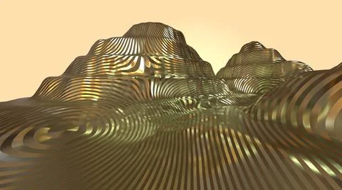 3D Render, modern abstract background metallic landscape with metal line texture Stock Illustration