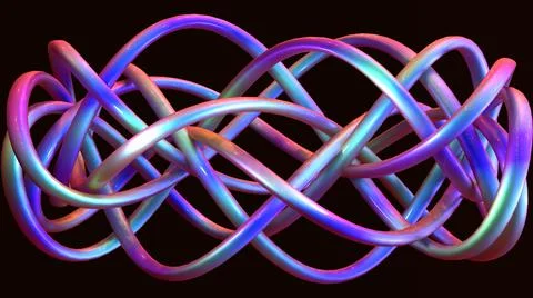 3D Render, modern abstract background, metallic purple line spiral shape Stock Illustration