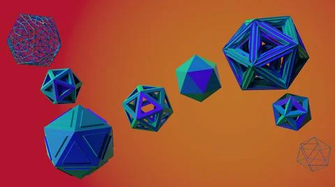 3D Render, modern abstract background blue triangle spheres Stock Illustration