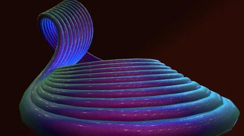 3D Render, modern abstract background, wavy purple line rounding shape Illustrazione stock