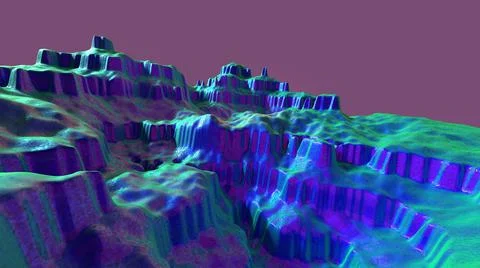 3D Render, modern abstract background, gradient blue and green landscape Stock Illustration