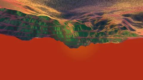 3D Render, modern abstract background blue and green upside down landscape Stock Illustration