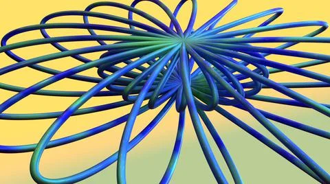 3D Render, modern abstract background, blue green gradient lines circle pattern Stock Illustration