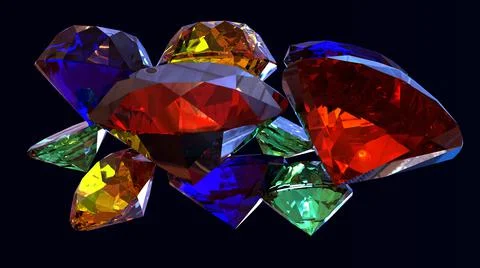 3D Render, modern abstract background, colorful isolated crystals Illustrazione stock