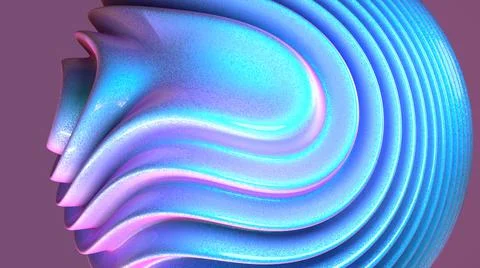 3D Render, modern abstract background, blue sphere object wavy texture Stock Illustration