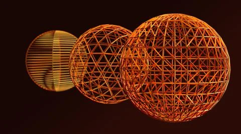 3D Render, modern abstract background, metallic sphere frames, triangles pattern 스톡 일러스트