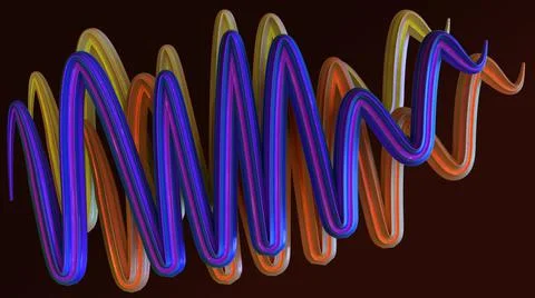 3D Render, modern abstract background, colorful wavy lines Stock Illustration