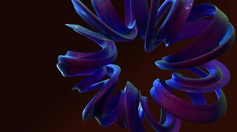 3D Render, modern abstract background, metallic purple spiral line circular Stock Illustration